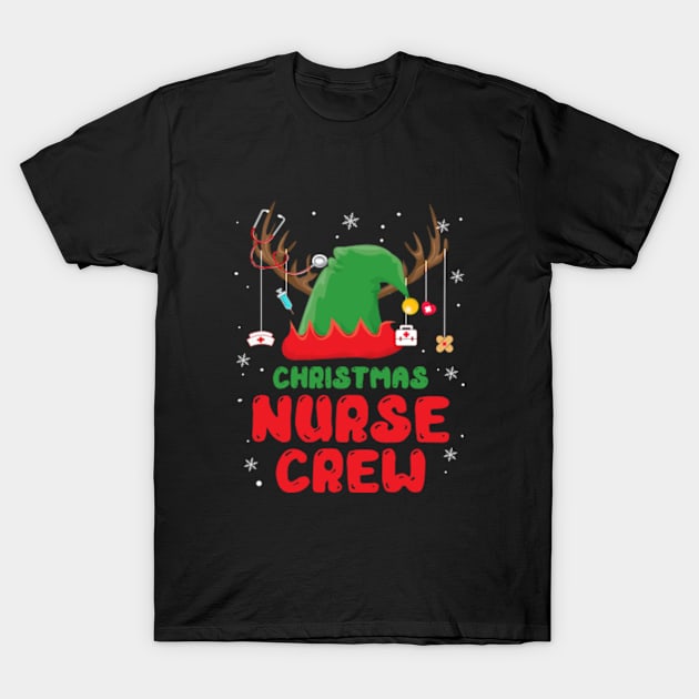 Christmas Nurse Crew Santa Hat Reindeer T-Shirt by Daysy1